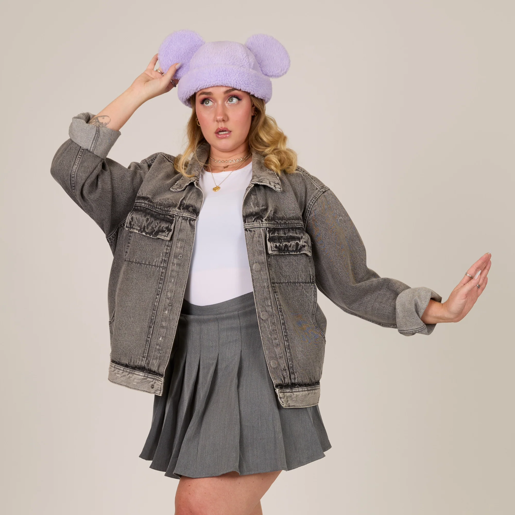 Mickey Sherpa Beanie Lavender - Image 3